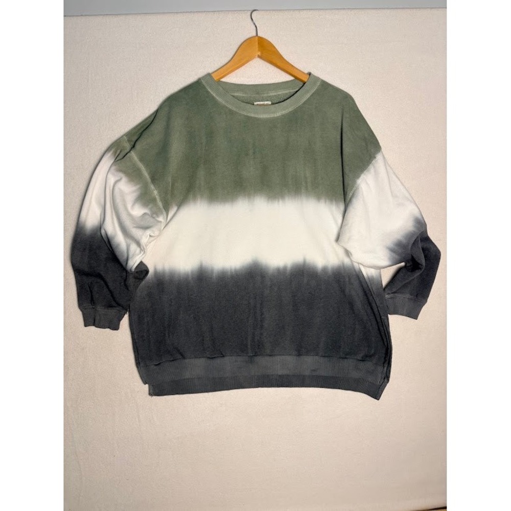 American Eagle Sweatshirt Womens Medium Green White Grey Dip Dye Jegging Fit